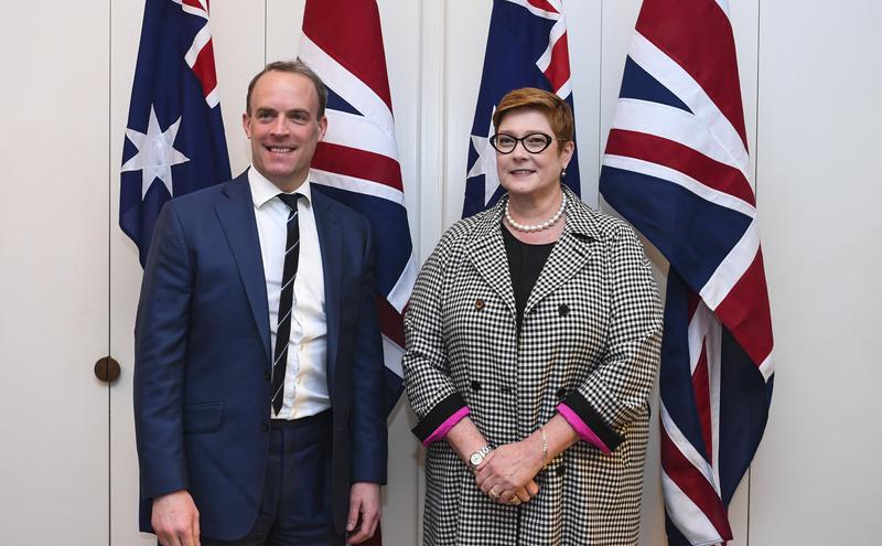 英国外交事务大臣Dominic Raab访问澳洲