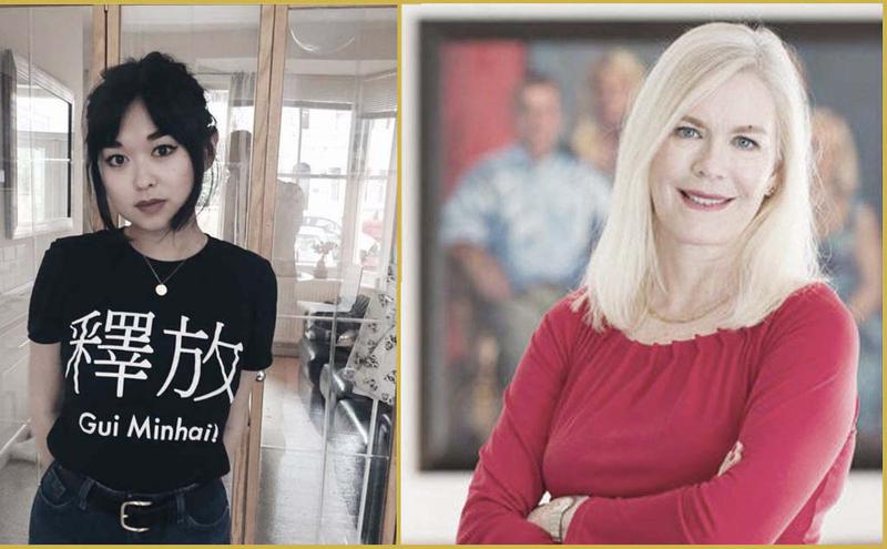 图为桂民海的女儿安吉拉（Angela）（左）和前瑞典驻华大使林黛安（Anna Lindstedt）。（脸书/瑞典驻华大使馆官网）