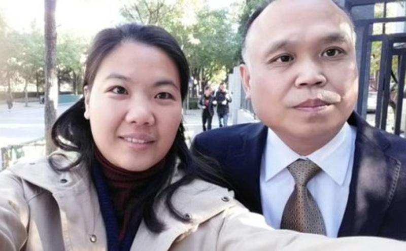 中國維權律師余文生被判4年。圖為余文生夫妻（圖片來源：自由亞洲）