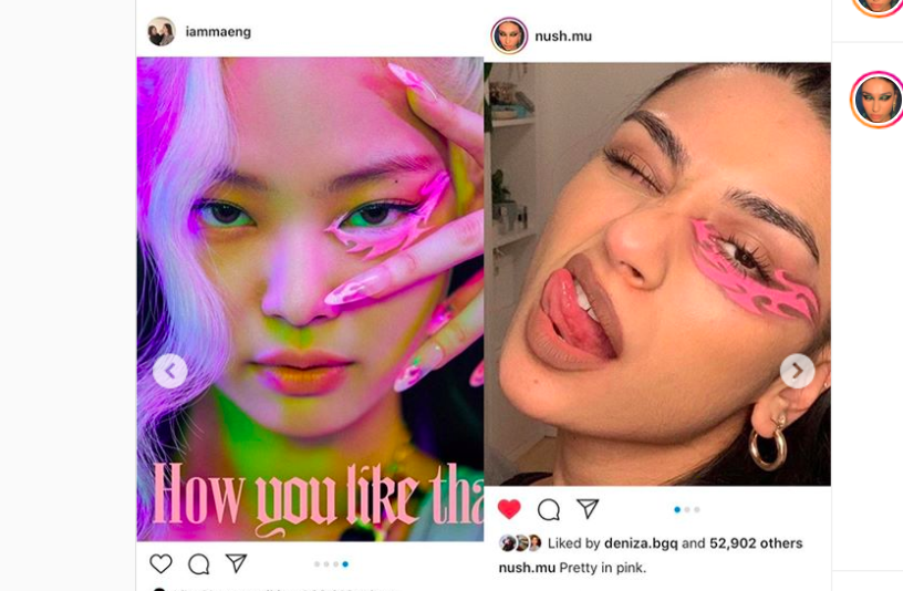 Jennie眼妆被指抄袭