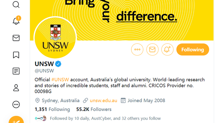 新南威尔士大学官方推特
