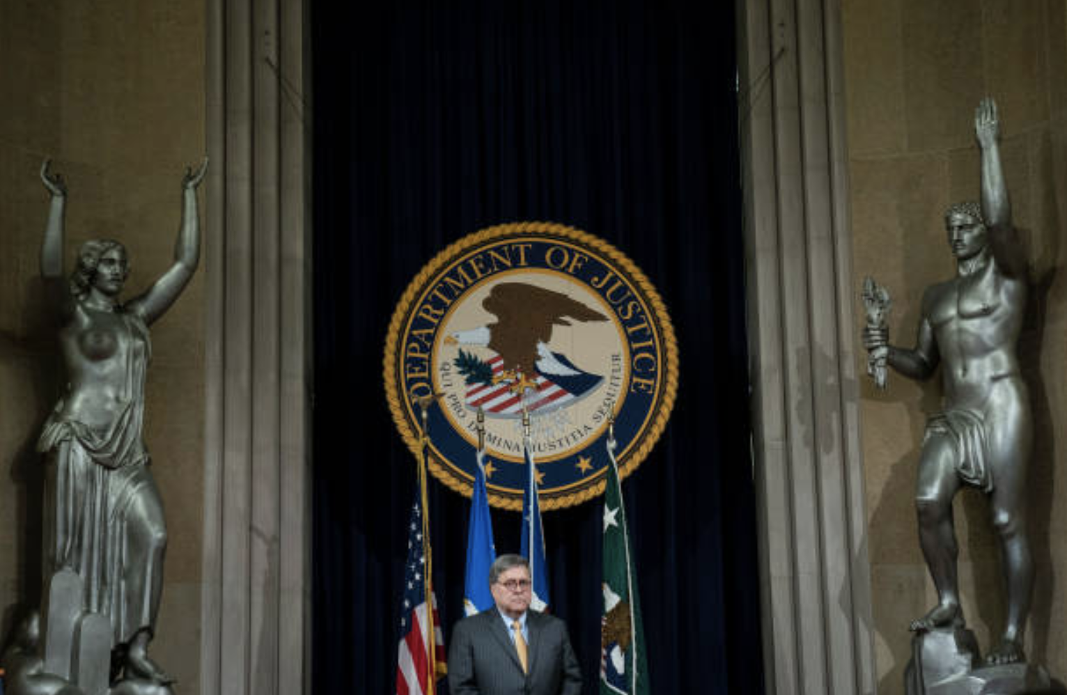 图为美国司法部大厅（图片来源：Drew Angerer/Getty Images）