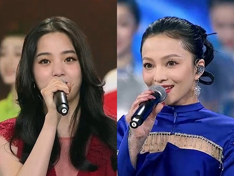欧阳娜娜与张韶涵在大陆10.1晚会献唱
