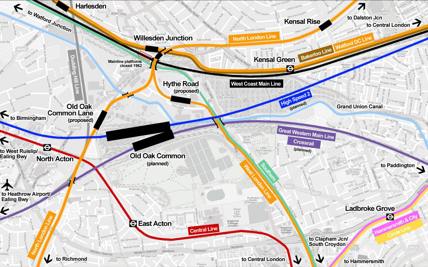 西伦敦, Old Oak Common, HS2, Crossrail