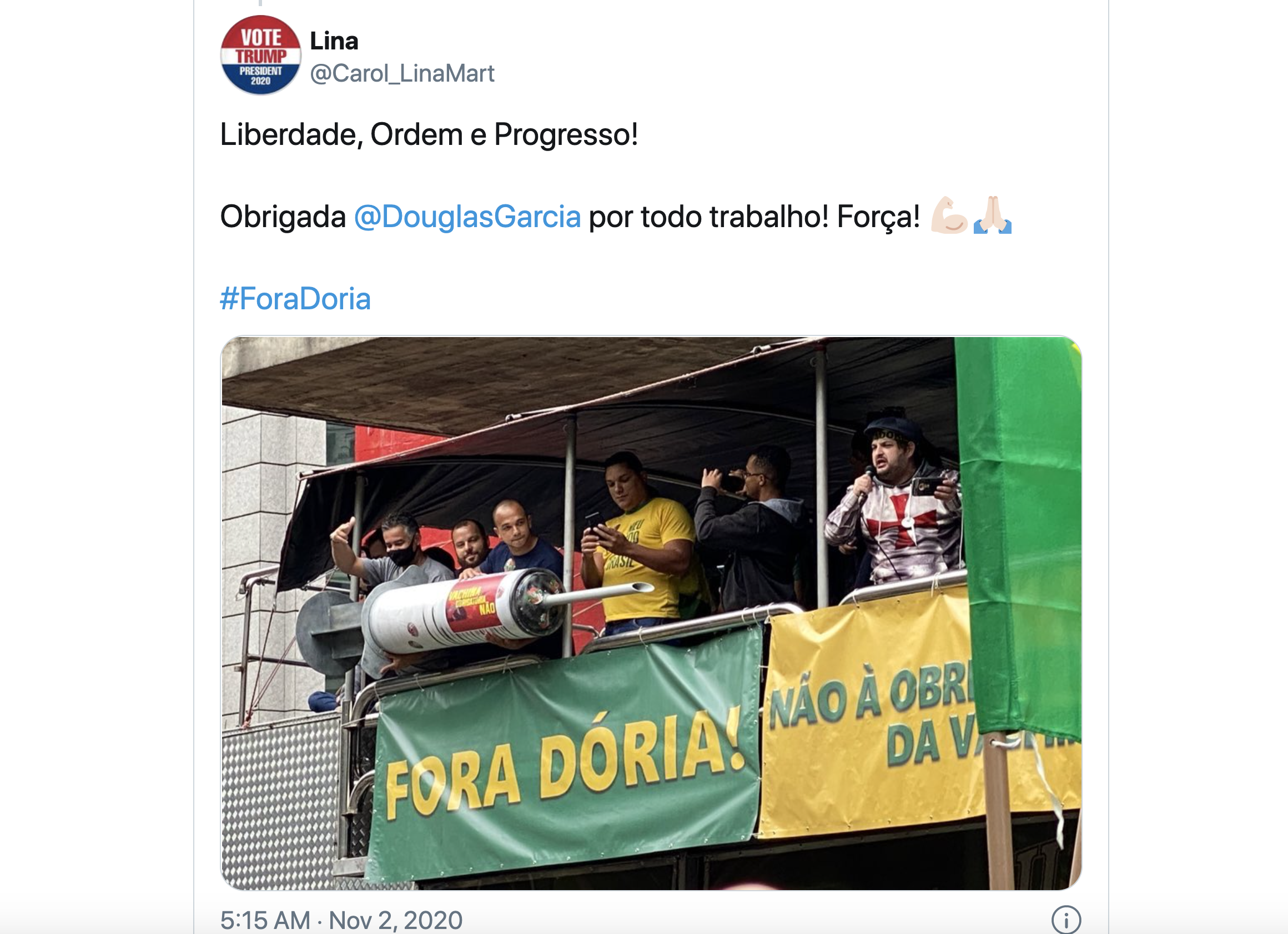 巴西民众抗议州长强制他们接种疫苗