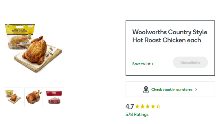 Woolworths烤鸡