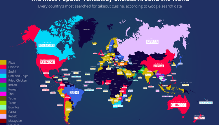 世界各国最受欢迎外卖地图