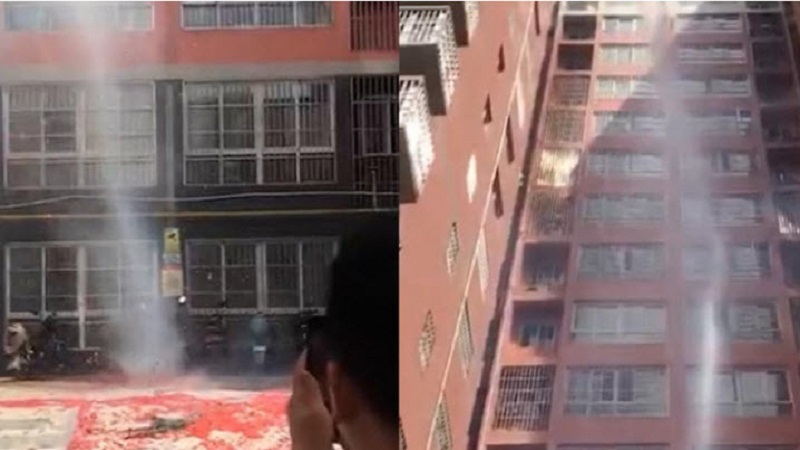婚礼上出现小龙卷风 网民调侃如爱情来得太快