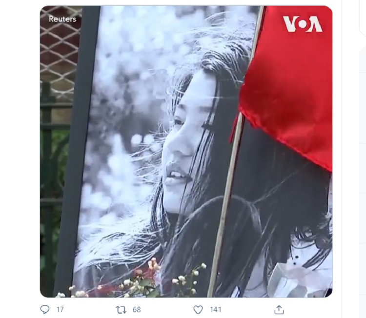 缅甸女抗议者头部中弹不治身亡