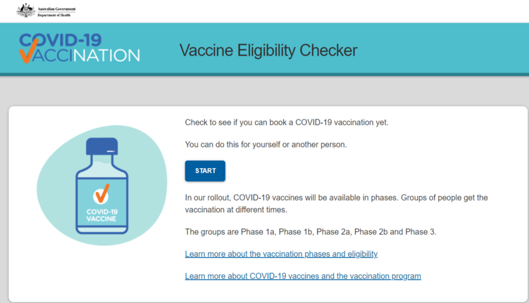 联邦卫生部的预约资格查询网站（Vaccine Eligibility Checker）
