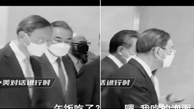 中美会谈 中国外交官境头前称吃“泡面” 网友问“？”