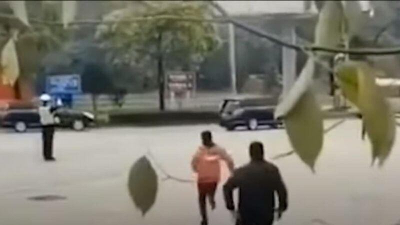 粉衣女子拦习近平车队
