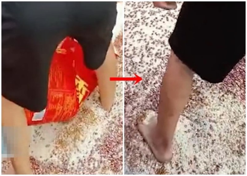 东莞工人赤脚搅拌八宝粥影片网络热传