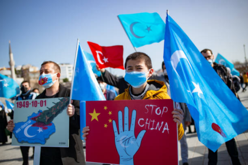 土耳其的维吾尔人抗议中国迫害新疆人权