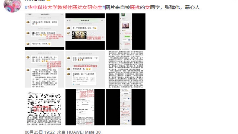 女研究生撰文 举报华中科技大学教授性骚扰