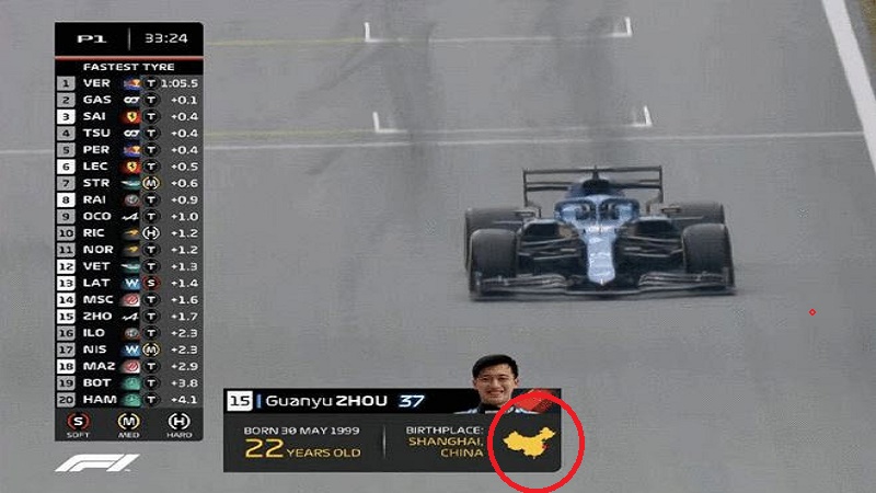 F1赛事上中国标识无台湾 引热议