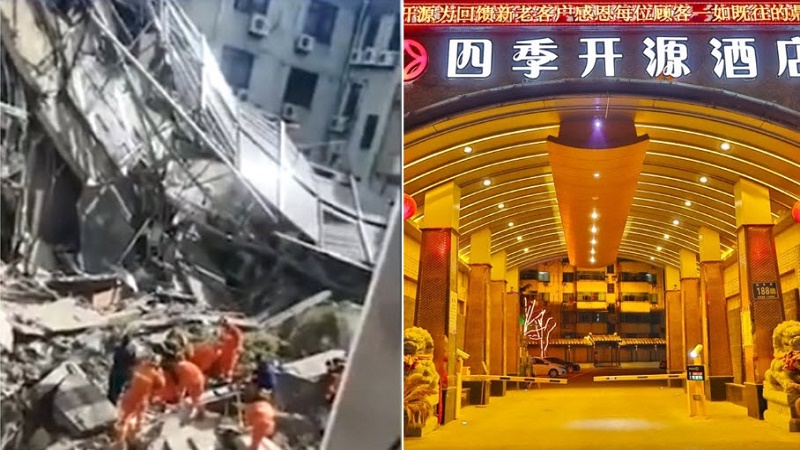 江苏四季酒店倒塌 网友从残骸看比地震碎得还厉害