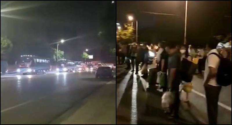 网友7日拍到扬州当地“整村连夜转移”的惊人画面