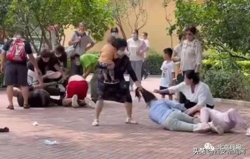 7日在北京大兴区的北京野生动物园内有两群游客在打架