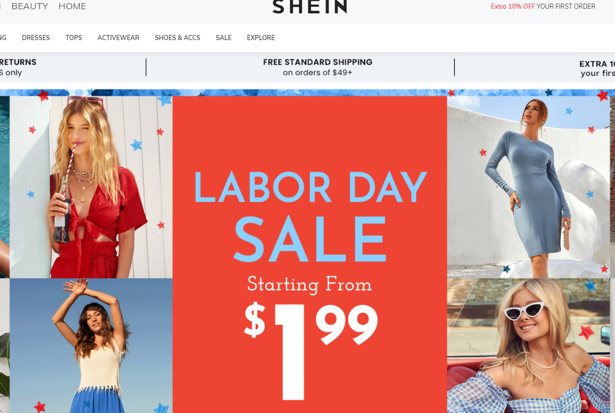 SHEIN官网截图