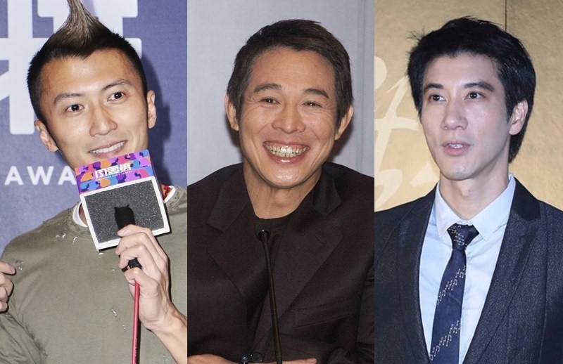 謝霆鋒（左）、李連杰（中）、王力宏（右）