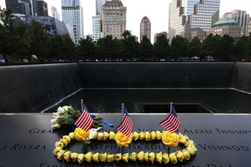 9月11日，紐約人在世貿中心大廈悼念「911」恐襲事件遇難者