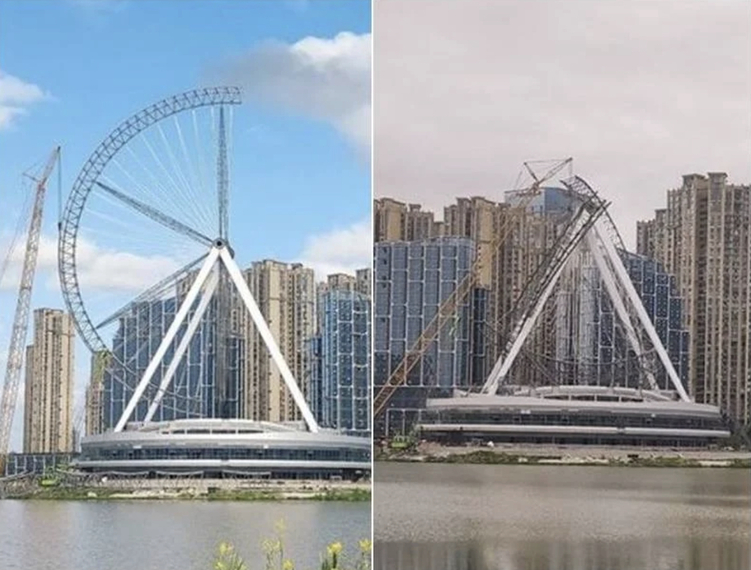 福州市晋安湖公园摩天轮倒塌