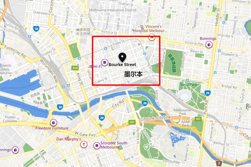 Bourke街谷歌地圖截屏