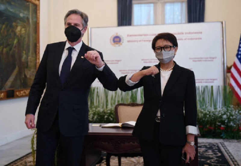 布林肯，印尼外交部長Retno Marsudi