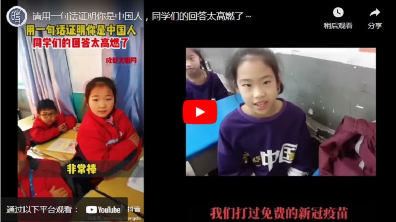 “请用一句话证明你是中国人”