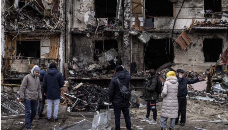 乌克兰基辅建筑被俄罗斯飞弹袭击