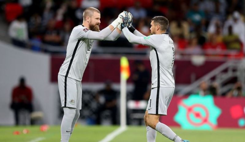 澳大利亚队的Andrew Redmayne与Mat Ryan。（图片来源：Mohamed Farag/Getty Images）