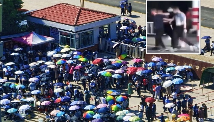 山东烟台开发区6月15日有数百位教师集体抗议校方降薪