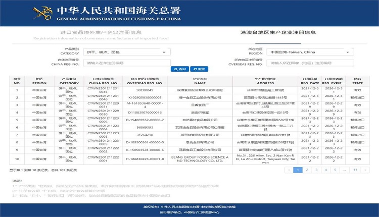 郭元益等多家台湾厂商食品被中国禁止进口