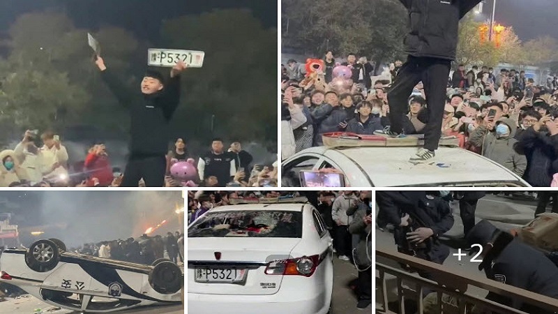 河南8名少年怒砸、掀翻警车。