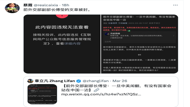 网传傅莹质疑“中美决裂 有国家挺中国吗？