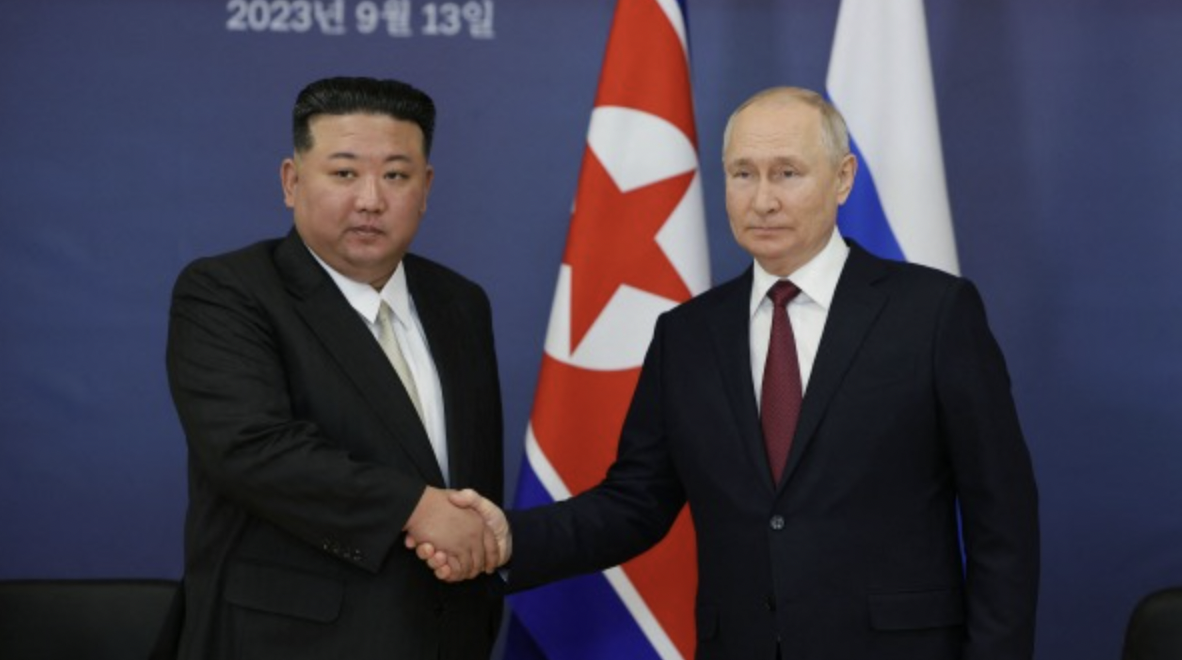 9月13日，普京和金正恩在俄羅斯阿穆爾州東方航天發射場會面