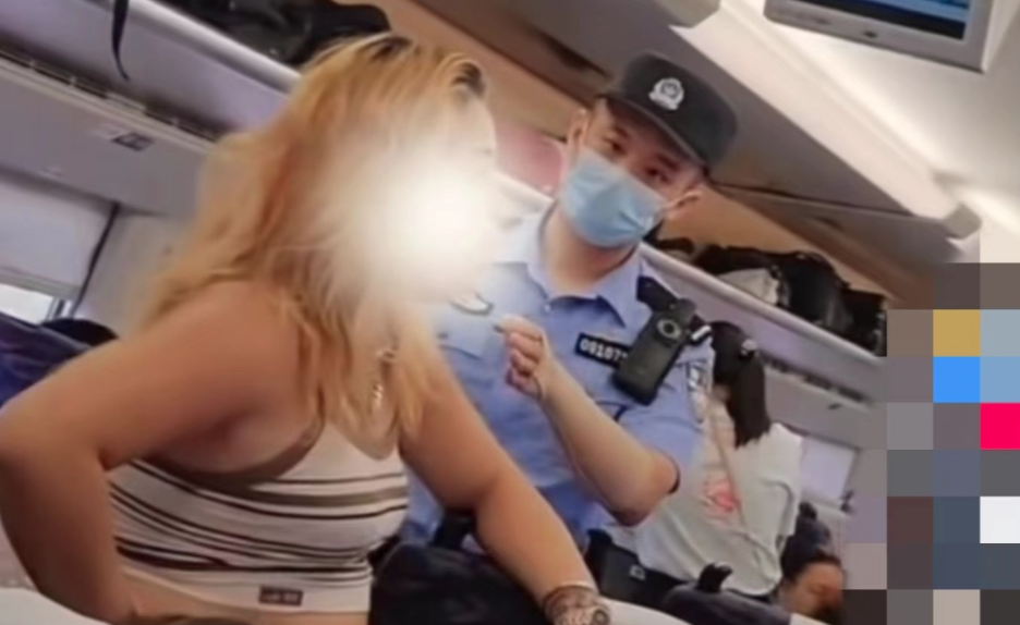 一位女子在高铁上与乘警发生冲突