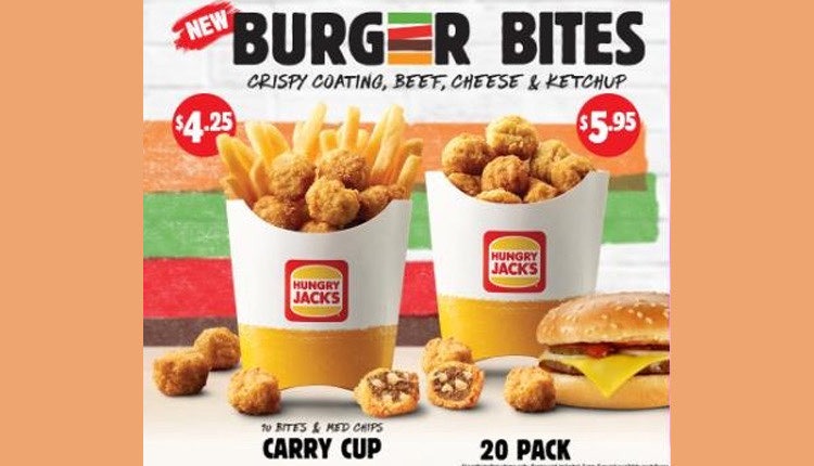 Hungry Jacks， Burger Bites，菜单，零食，汉堡，快餐