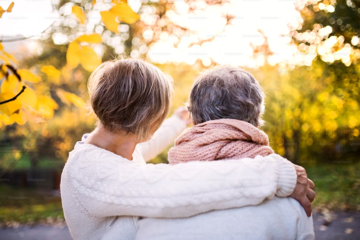 Senior women on a walk in autumn nature