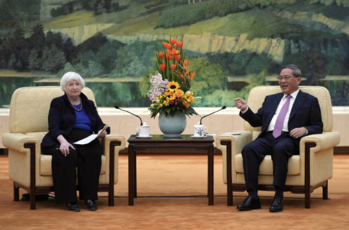 美国财长耶伦与中国国务院总理李强会面
