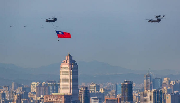 台湾2022年双十国庆活动展示国旗