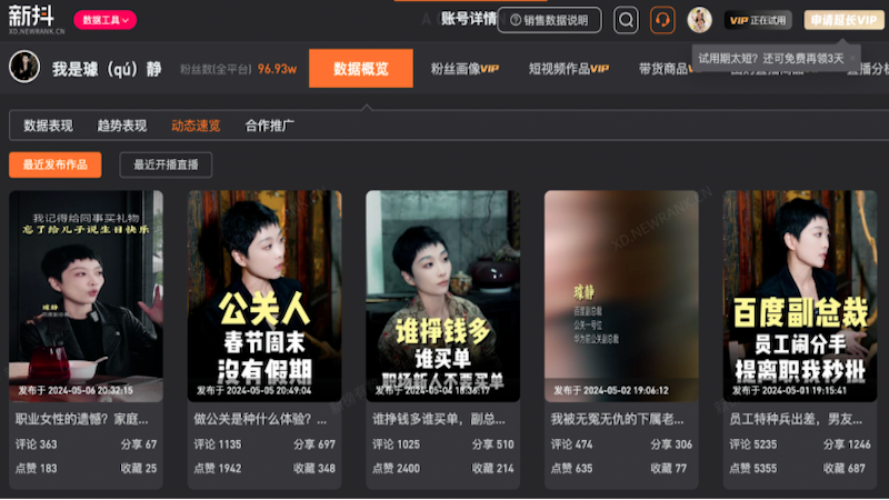 璩静一共只发表5条视频，却多次引发网友反弹。