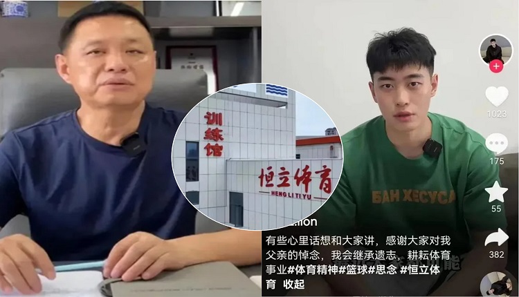 恒立体育董事长饶俊（左）的独生子饶中昊（右）拍视频，证实父亲的死讯。