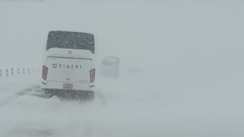 内蒙古呼伦贝尔突降大雪 大量车子被困公路