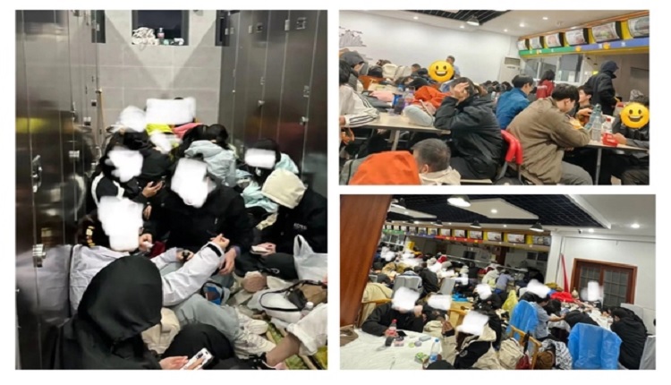 安徽黄山厕所餐厅挤满夜宿过夜的“十一”游客