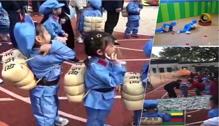 中国幼童被训练背炸药包炸碉堡 网民痛批文革复辟